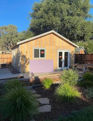 Backyard unit with siding installed