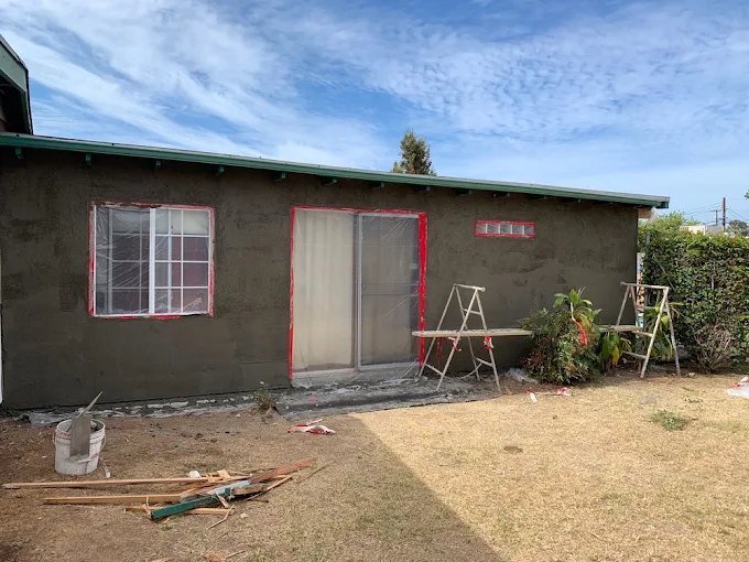 Exterior stucco in progress